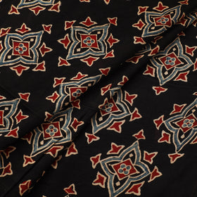 Black - Ajrakh Hand Block Print Natural Dyed Modal Silk Fabric 08