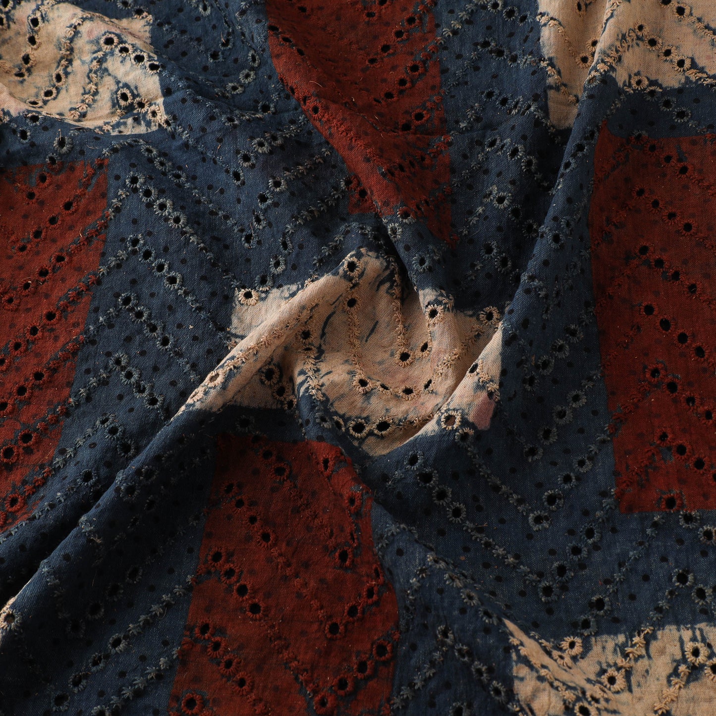 Natural Dyed Ajrakh Hand Block Print Cotton Hakoba Fabric 15