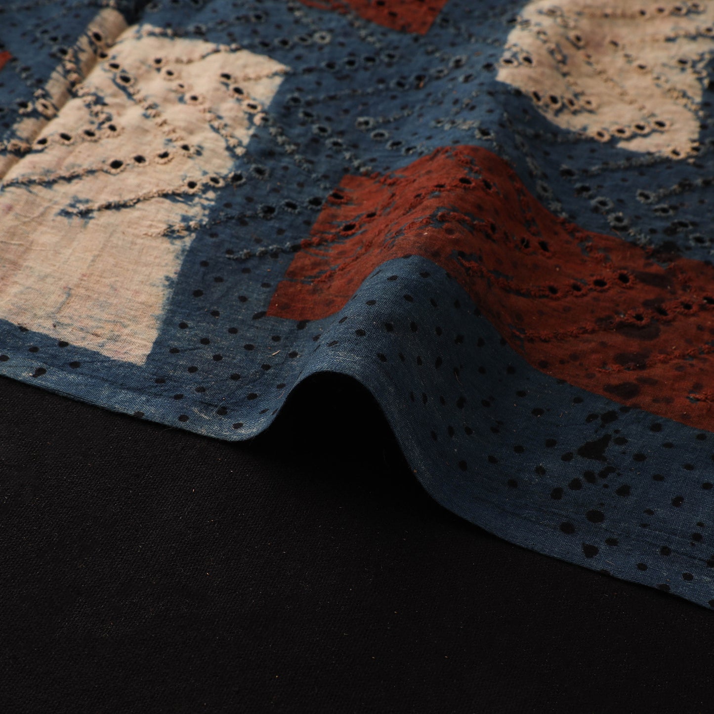 Natural Dyed Ajrakh Hand Block Print Cotton Hakoba Fabric 15