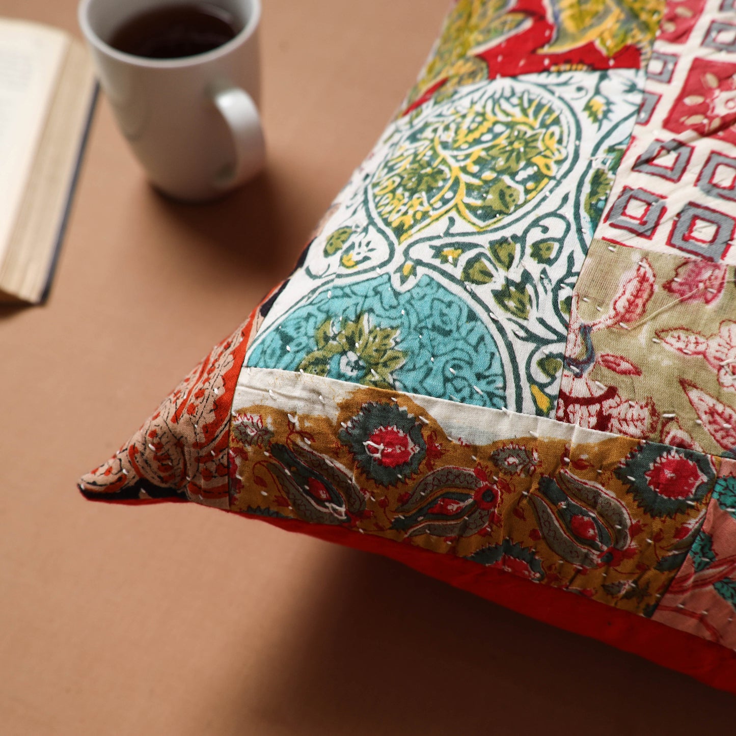 Kutch Tagai Patchwork Cotton Cushion Cover (16 x 16 in) 40