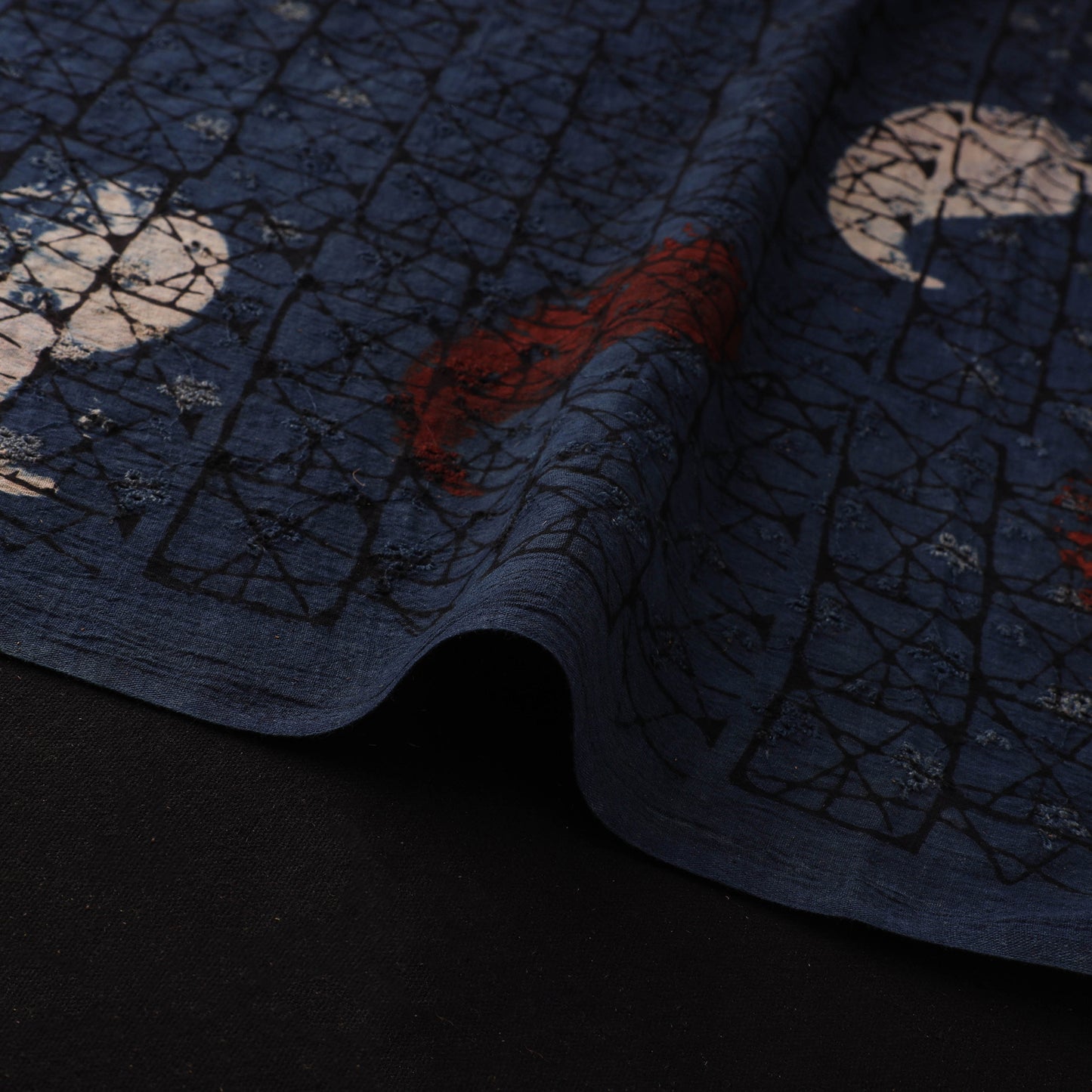 Natural Dyed Ajrakh Hand Block Print Cotton Hakoba Fabric 16