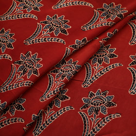 Red - Ajrakh Hand Block Print Natural Dyed Modal Silk Fabric 10