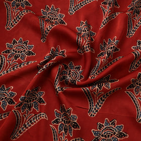Red - Ajrakh Hand Block Print Natural Dyed Modal Silk Fabric 10