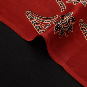 Red - Ajrakh Hand Block Print Natural Dyed Modal Silk Fabric 10