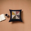 Black - Kutch Tagai Patchwork Ajrakh Cotton Cushion Cover (16 x 16 in) 42