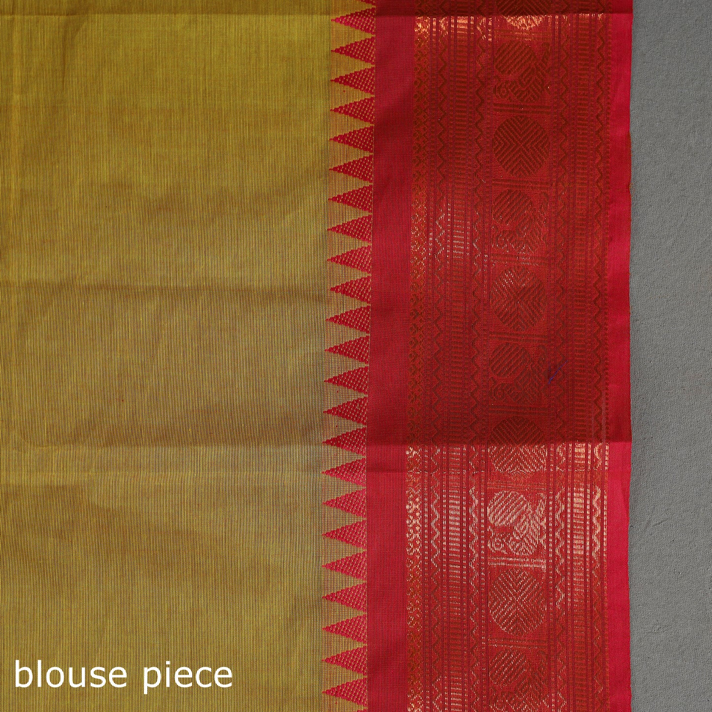 Yellow - Kanchipuram Cotton Saree with Buti & Thread Border 10