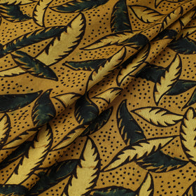 Yellow - Ajrakh Hand Block Print Natural Dyed Modal Silk Fabric 11