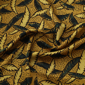 Yellow - Ajrakh Hand Block Print Natural Dyed Modal Silk Fabric 11