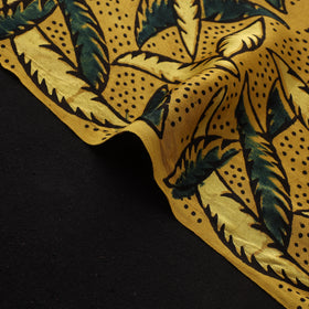 Yellow - Ajrakh Hand Block Print Natural Dyed Modal Silk Fabric 11