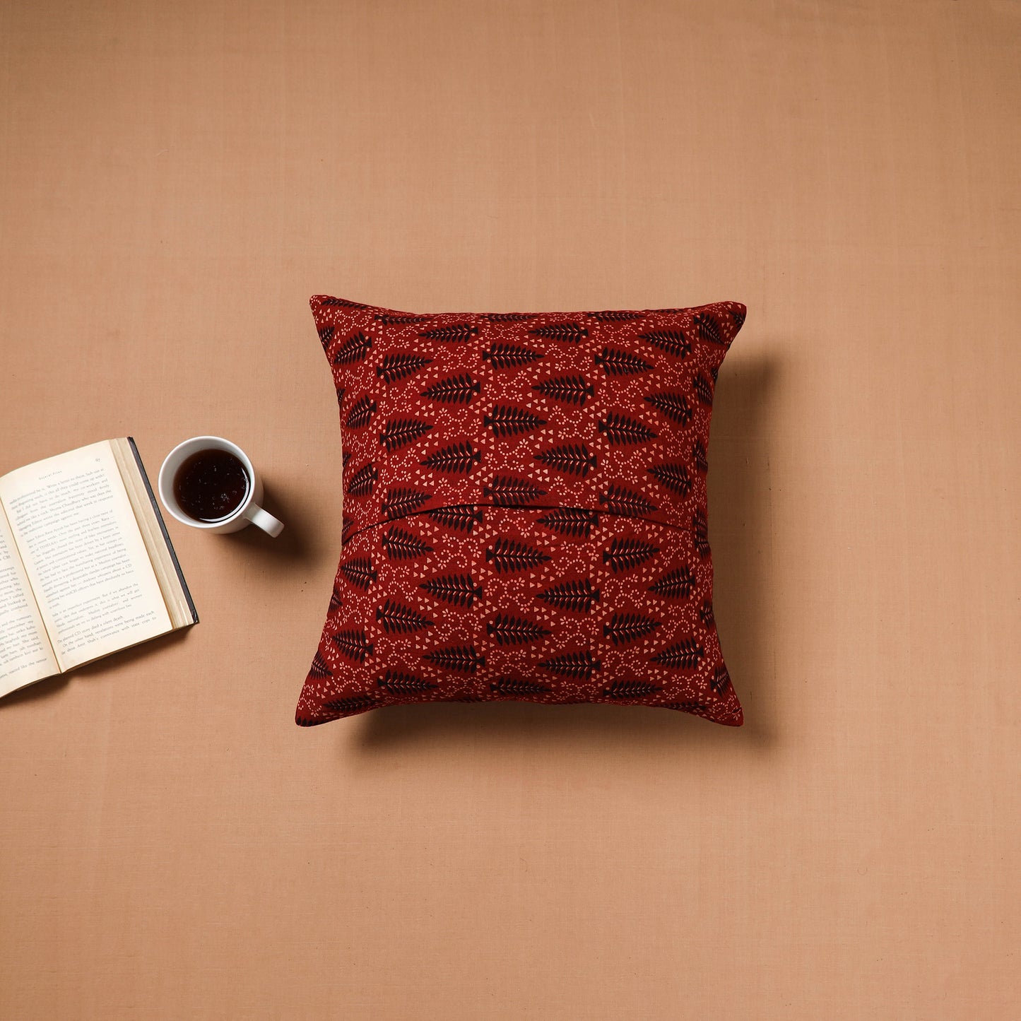 Green - Kutch Tagai Patchwork Ajrakh Cotton Cushion Cover (16 x 16 in) 44