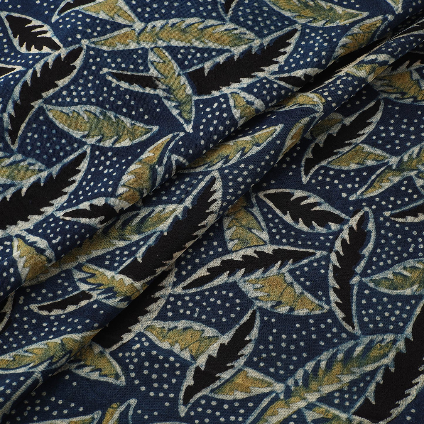 Blue - Ajrakh Hand Block Print Natural Dyed Modal Silk Fabric 12
