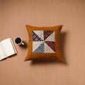 Brown - Kutch Tagai Patchwork Ajrakh Cotton Cushion Cover (16 x 16 in) 45