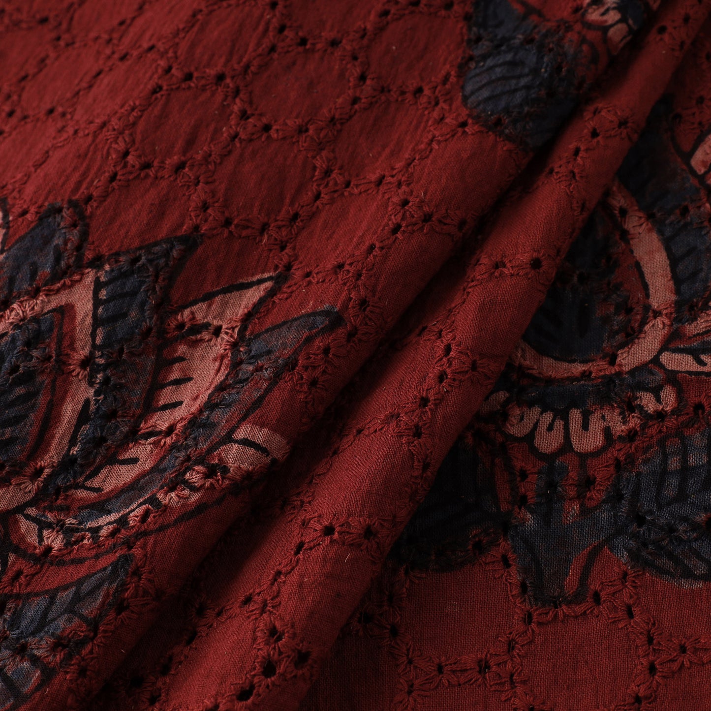 Natural Dyed Ajrakh Hand Block Print Cotton Hakoba Fabric 20