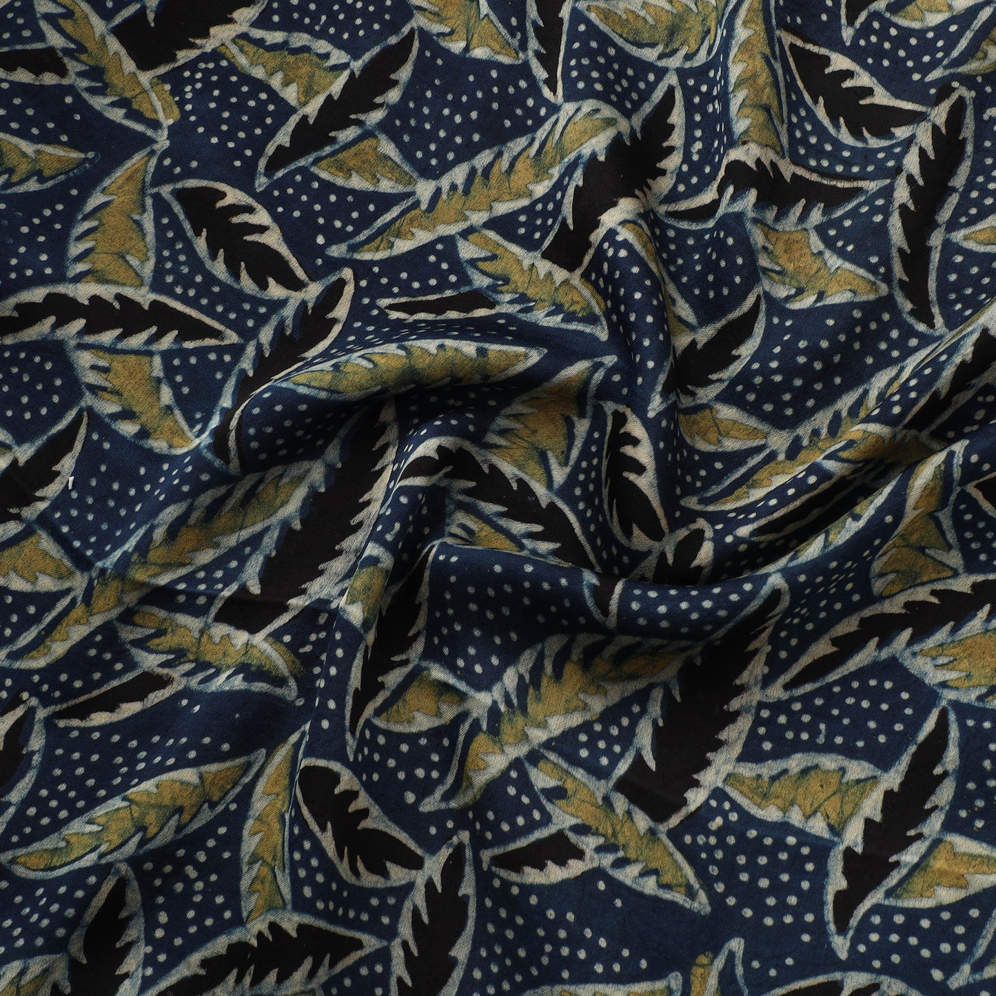 Blue - Ajrakh Hand Block Print Natural Dyed Modal Silk Fabric 12