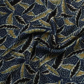 Blue - Ajrakh Hand Block Print Natural Dyed Modal Silk Fabric 12