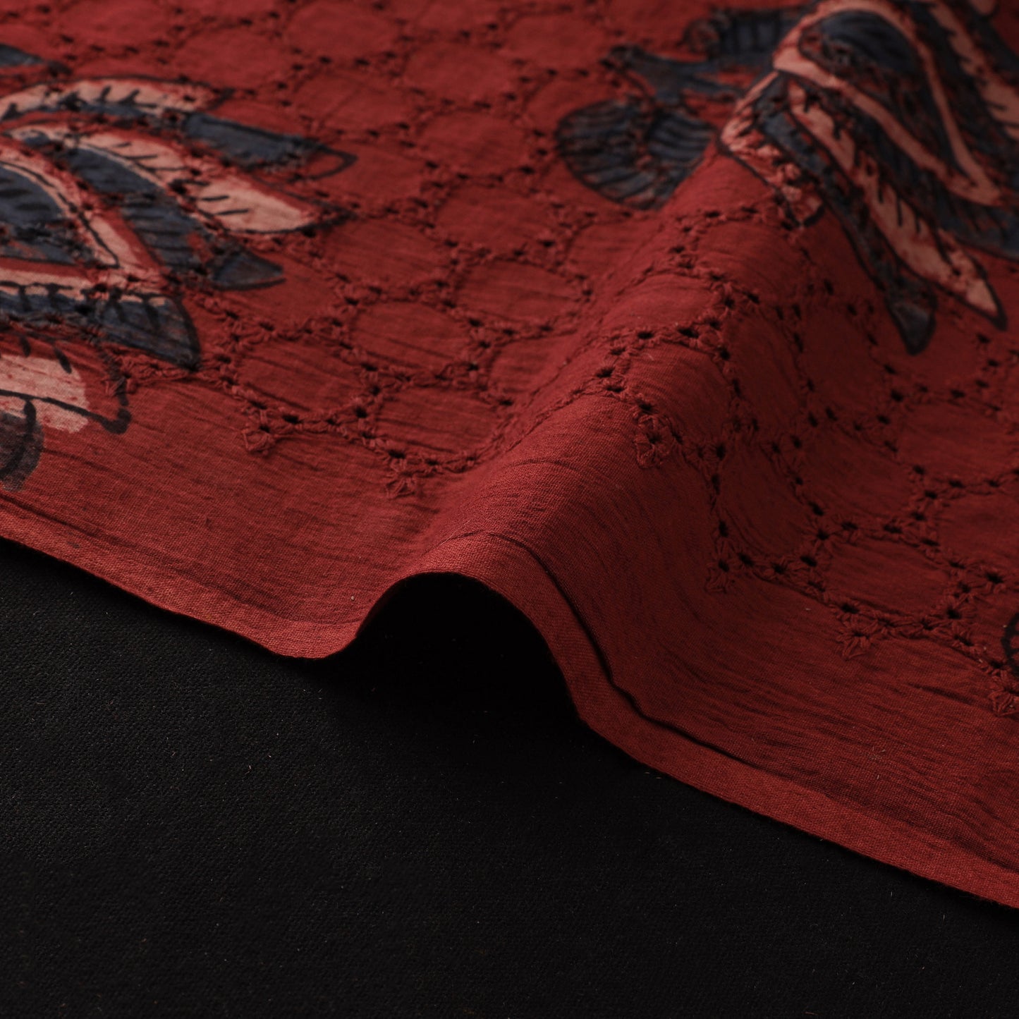 Natural Dyed Ajrakh Hand Block Print Cotton Hakoba Fabric 20