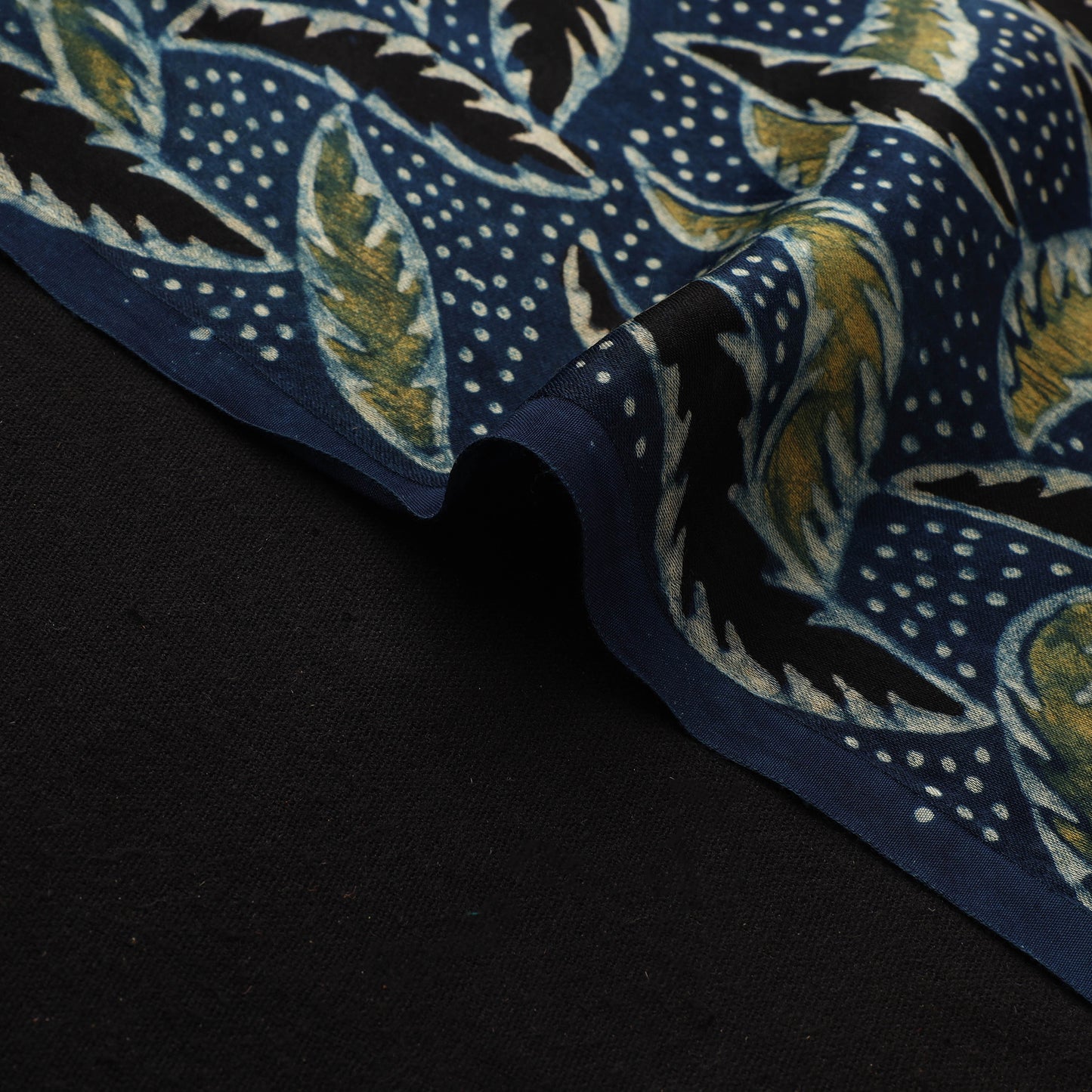 Blue - Ajrakh Hand Block Print Natural Dyed Modal Silk Fabric 12