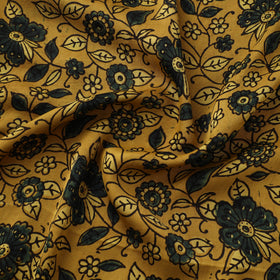 Yellow - Ajrakh Hand Block Print Natural Dyed Modal Silk Fabric 13