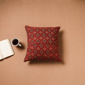 Black - Kutch Tagai Patchwork Ajrakh Cotton Cushion Cover (16 x 16 in) 46