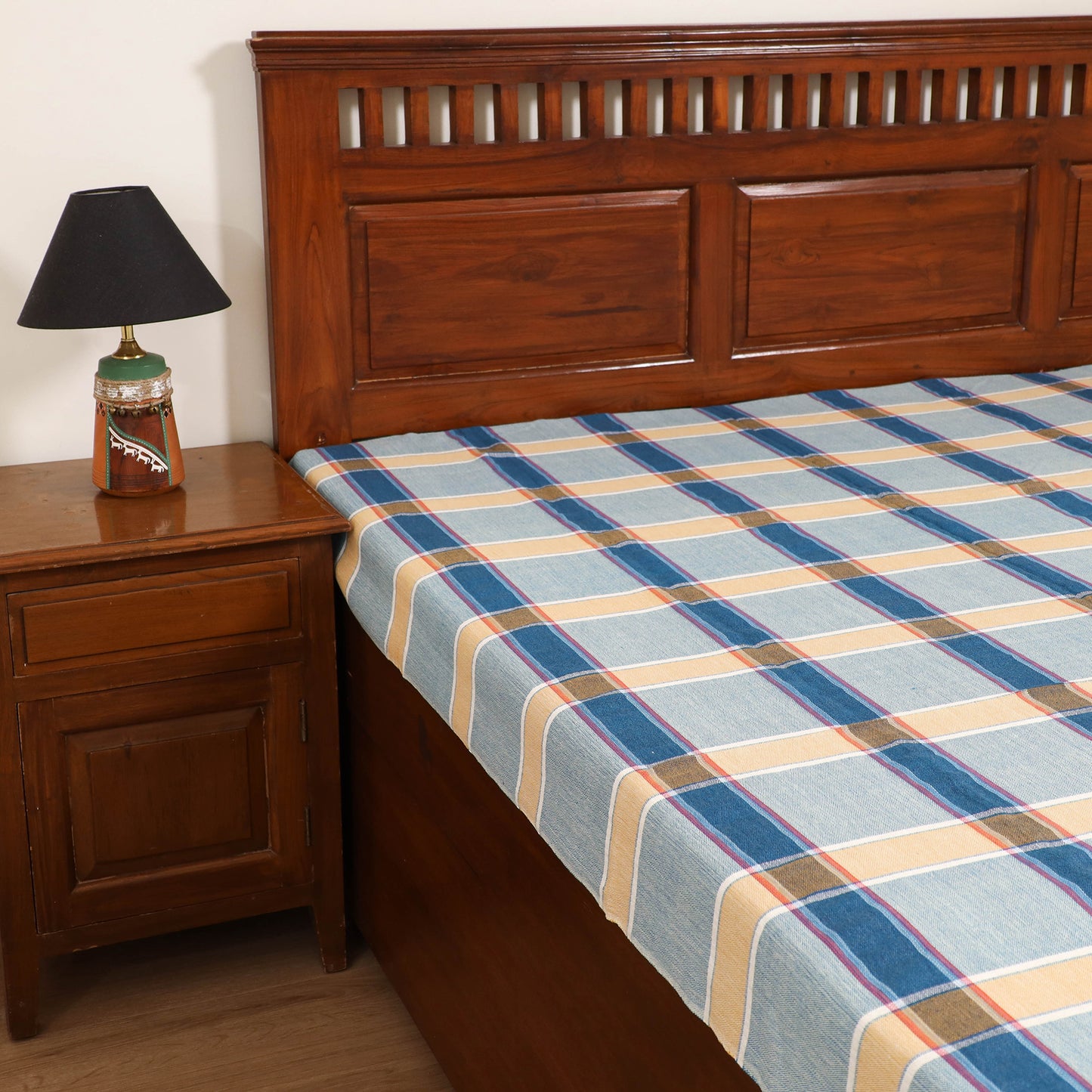 Handloom Cotton Single Bedsheet (90 x 60 in) 198