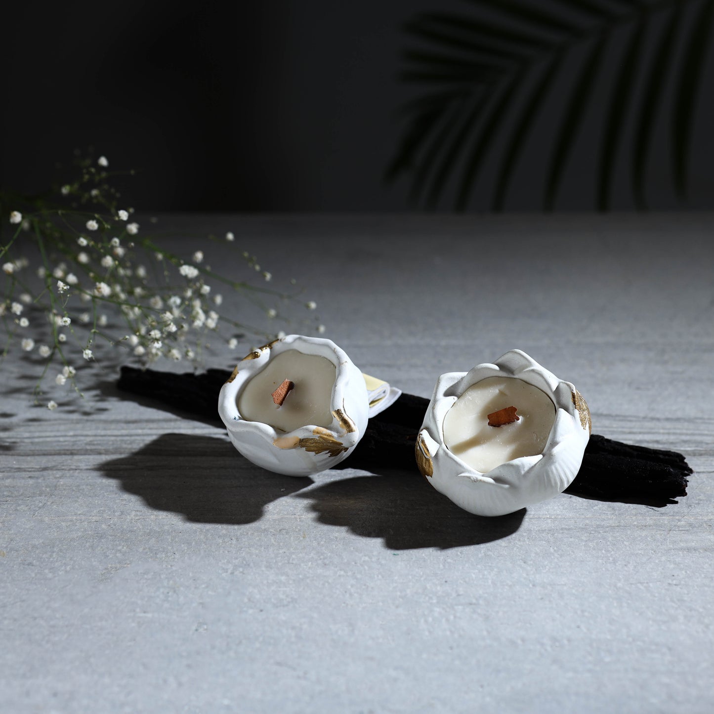 Handcrafted Terracotta Soy Wax Scented Candle Shank and Lotus Set For Gifting 04