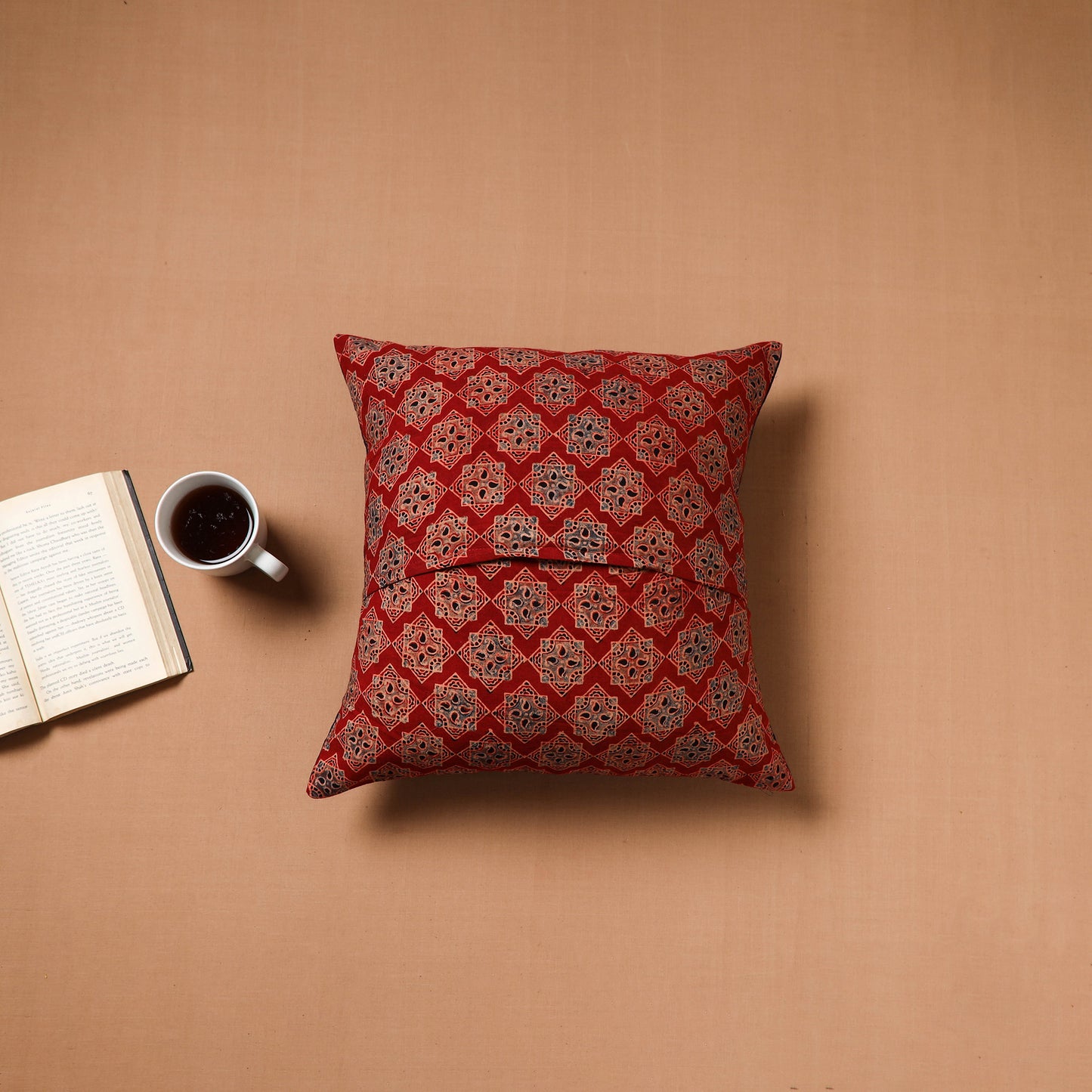 Multicolor - Kutch Tagai Patchwork Ajrakh Cotton Cushion Cover (16 x 16 in) 47