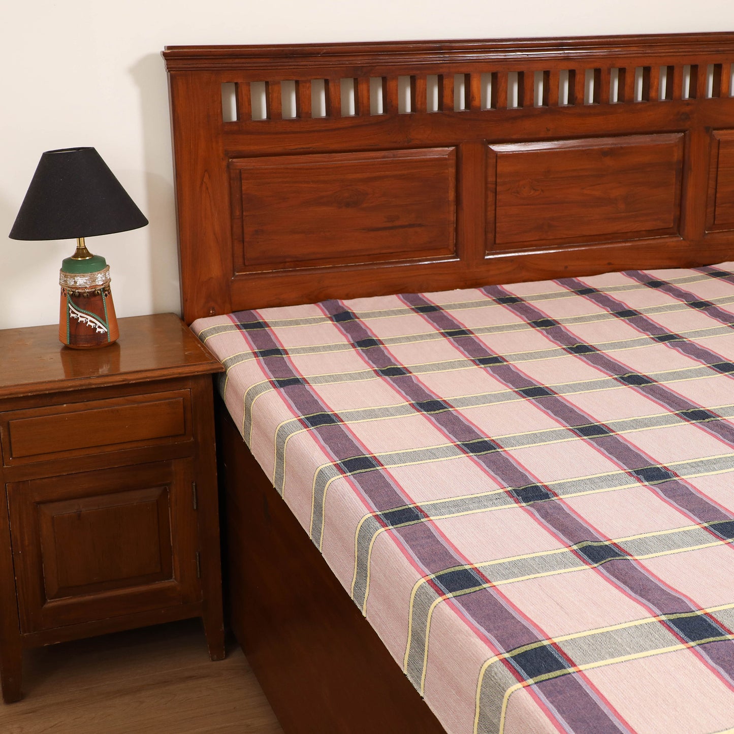 Handloom Cotton Single Bedsheet (90 x 60 in) 199