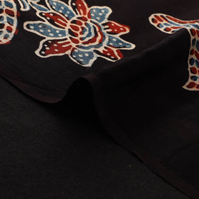Black - Ajrakh Hand Block Print Natural Dyed Modal Silk Fabric 14