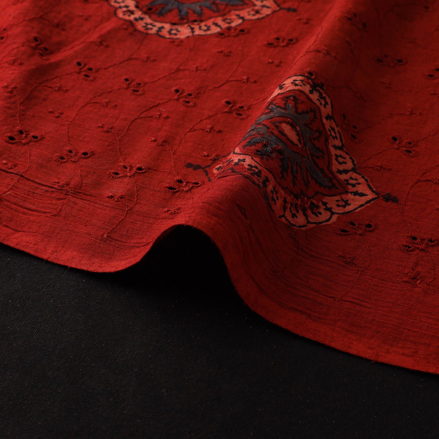 Natural Dyed Ajrakh Hand Block Print Cotton Hakoba Fabric 22