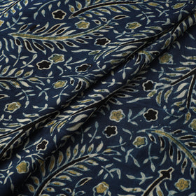 Blue - Ajrakh Hand Block Print Natural Dyed Modal Silk Fabric 15