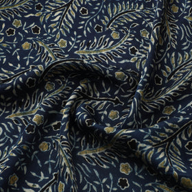Blue - Ajrakh Hand Block Print Natural Dyed Modal Silk Fabric 15