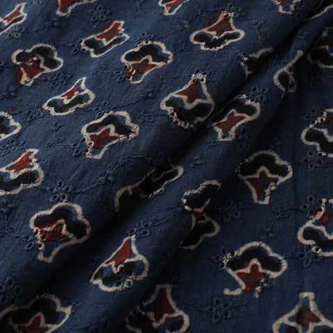 Natural Dyed Ajrakh Hand Block Print Cotton Hakoba Fabric 24