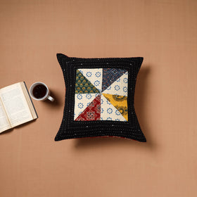 Multicolor - Kutch Tagai Patchwork Ajrakh Cotton Cushion Cover (16 x 16 in) 50
