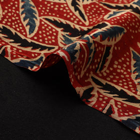 Red - Ajrakh Hand Block Print Natural Dyed Modal Silk Fabric 16