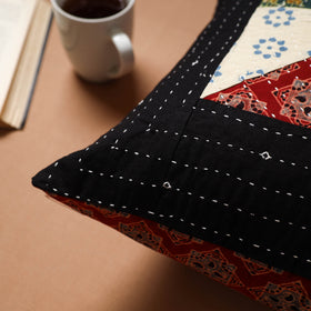 Multicolor - Kutch Tagai Patchwork Ajrakh Cotton Cushion Cover (16 x 16 in) 50