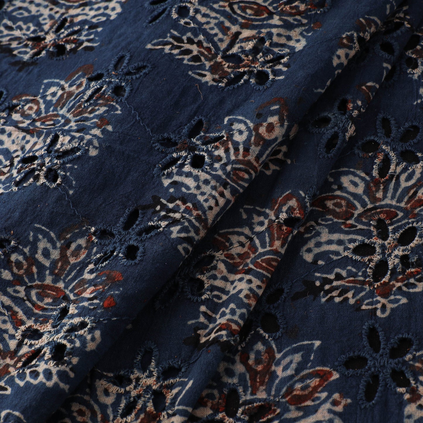 Natural Dyed Ajrakh Hand Block Print Cotton Hakoba Fabric 26