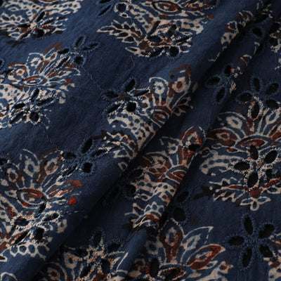 Natural Dyed Ajrakh Hand Block Print Cotton Hakoba Fabric 26