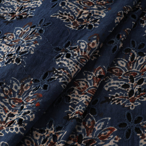 Natural Dyed Ajrakh Hand Block Print Cotton Hakoba Fabric 26