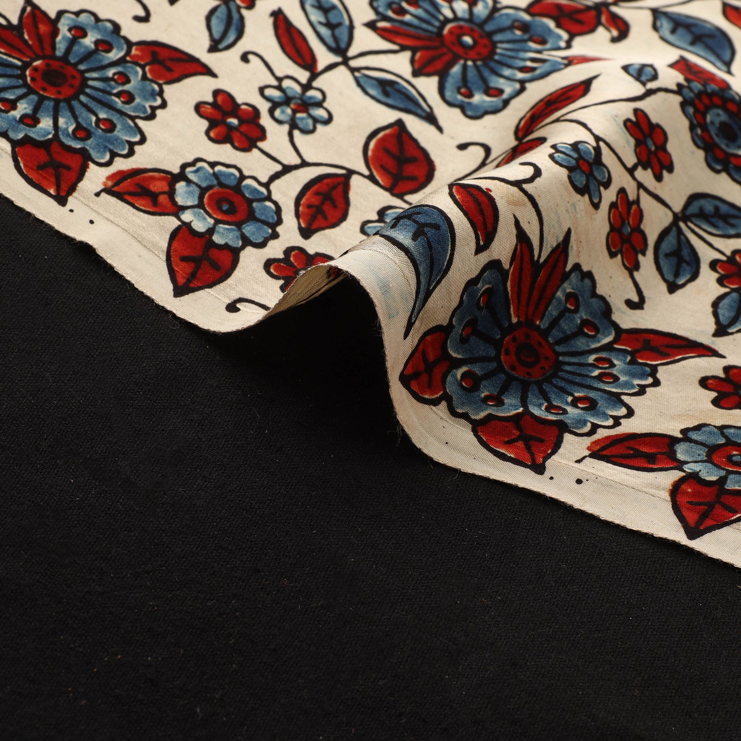 Multicolor - Ajrakh Hand Block Print Natural Dyed Modal Silk Fabric 17