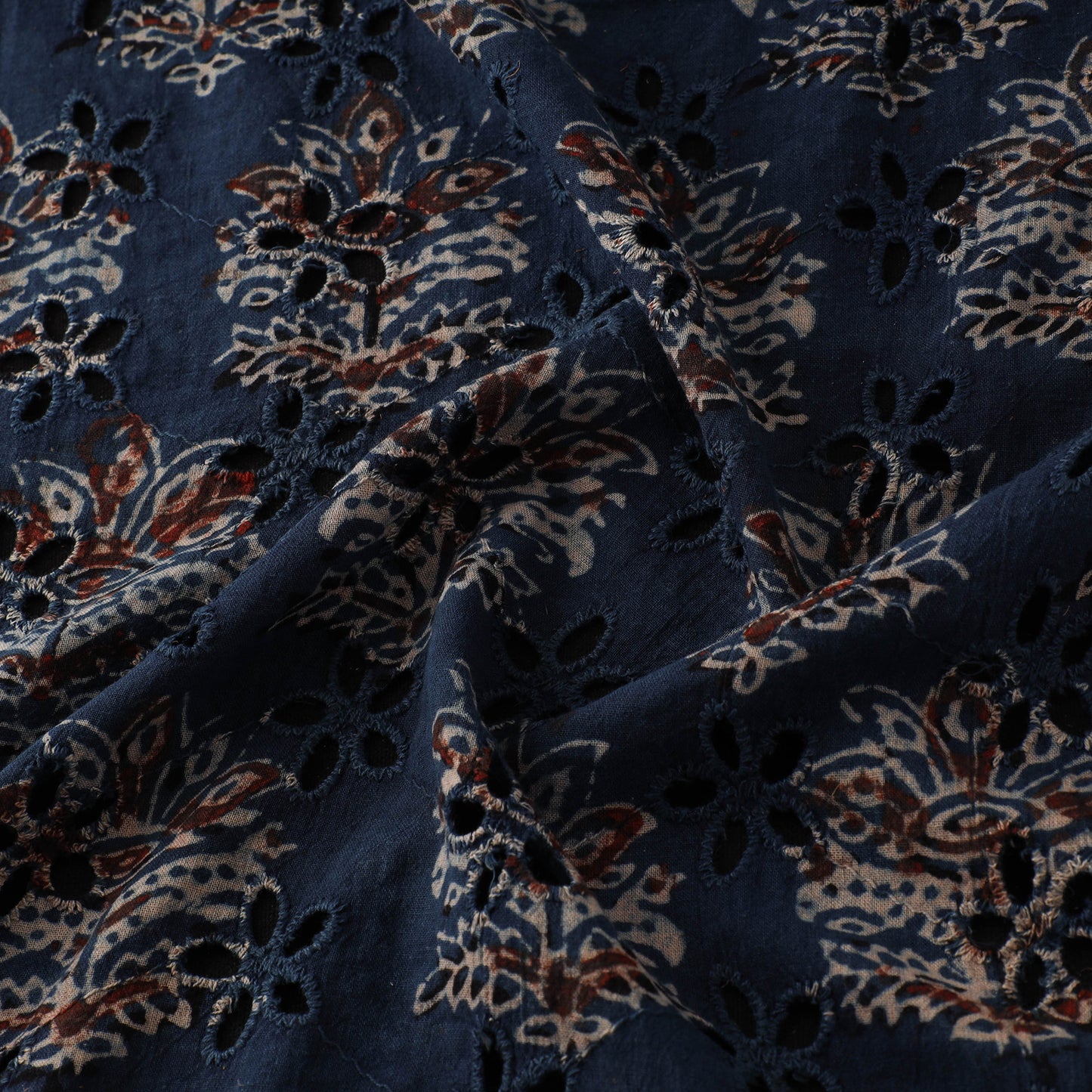 Natural Dyed Ajrakh Hand Block Print Cotton Hakoba Fabric 26
