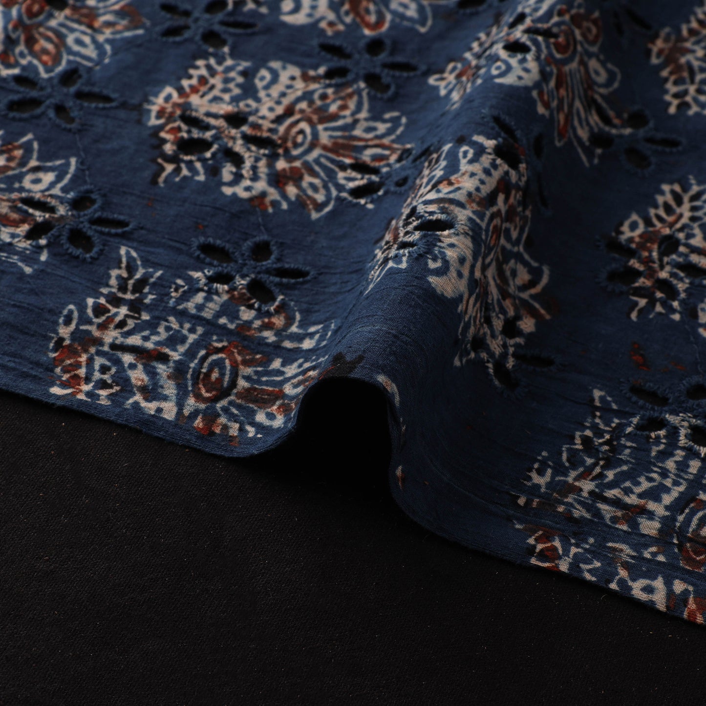 Natural Dyed Ajrakh Hand Block Print Cotton Hakoba Fabric 26