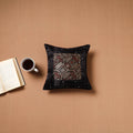 Black - Kutch Tagai Patchwork Ajrakh Mashru Silk Cushion Cover (12 x 12 in) 52