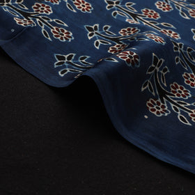 Blue - Ajrakh Hand Block Print Natural Dyed Modal Silk Fabric 18