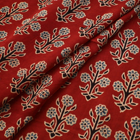 Red - Ajrakh Hand Block Print Natural Dyed Modal Silk Fabric 19