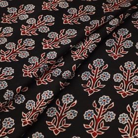 Black - Ajrakh Hand Block Print Natural Dyed Modal Silk Fabric 20