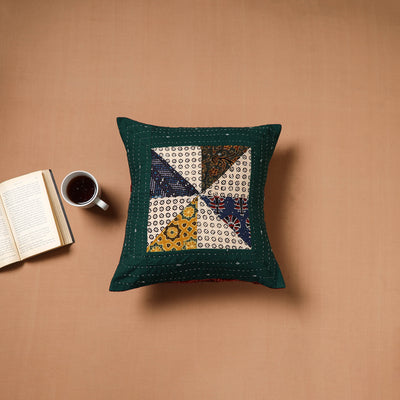 Kutch Tagai Patchwork Ajrakh Cotton Cushion Cover (16 x 16 in) 54
