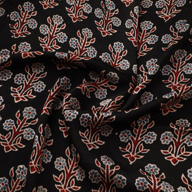 Black - Ajrakh Hand Block Print Natural Dyed Modal Silk Fabric 20