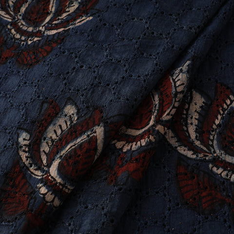 Natural Dyed Ajrakh Hand Block Print Cotton Hakoba Fabric 29