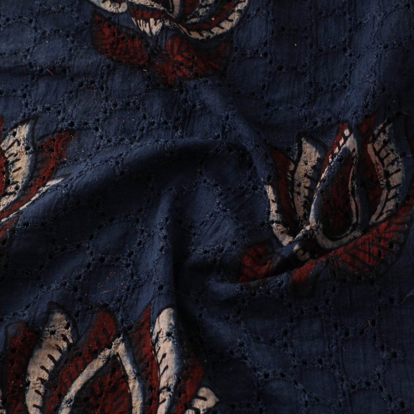 Natural Dyed Ajrakh Hand Block Print Cotton Hakoba Fabric 29