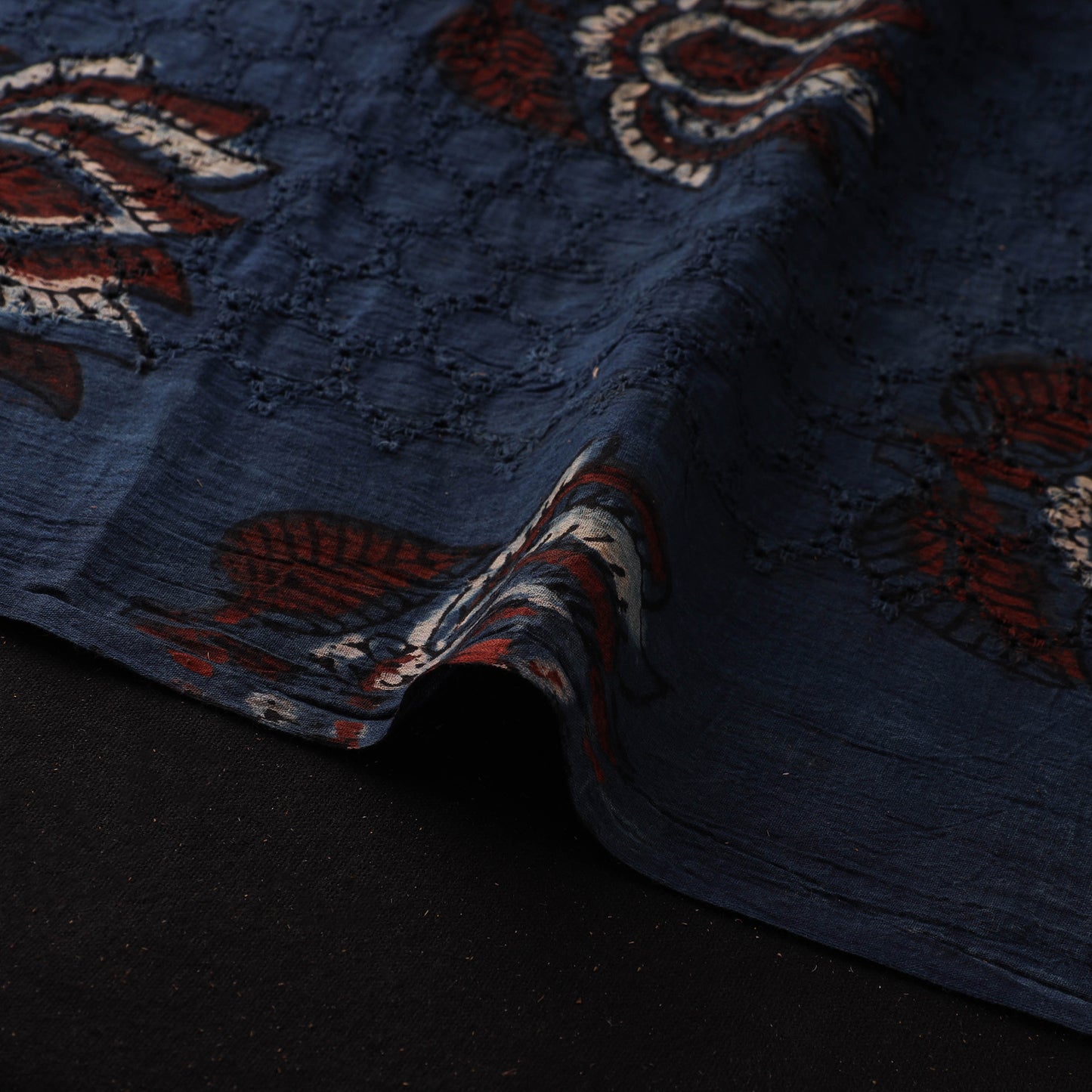 Natural Dyed Ajrakh Hand Block Print Cotton Hakoba Fabric 29